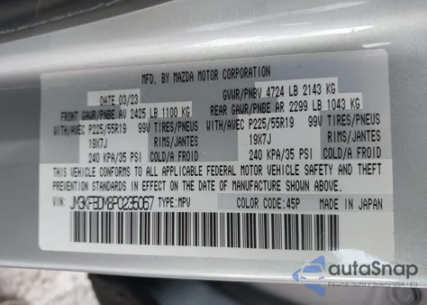 2023 Mazda Cx-5 2.5 S Premium z USA, uszkodzony, nr VIN JM3KFBDM8P0235067